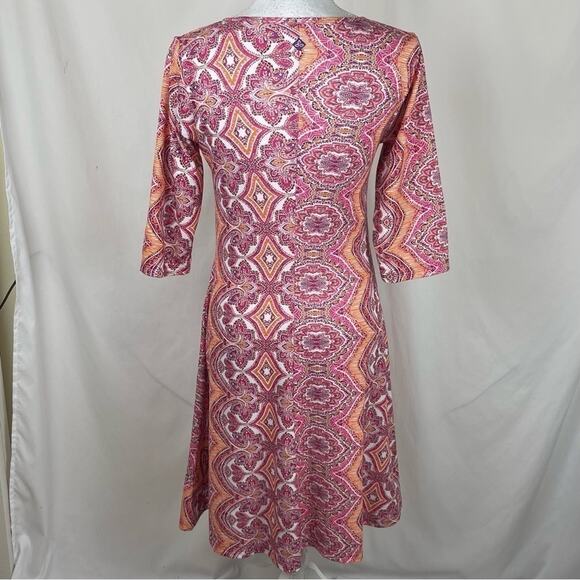 Prana Red & Orange Print Wrap Bodice GorpCore Athletic Dress NWOT Size M - Picture 5 of 15